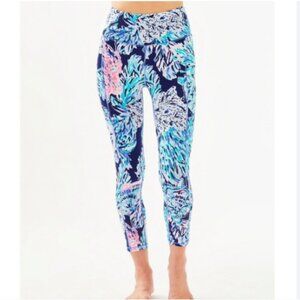 Lilly Pulitzer Weekender High-Rise Full Length Leggings Navy Party Paradise XL